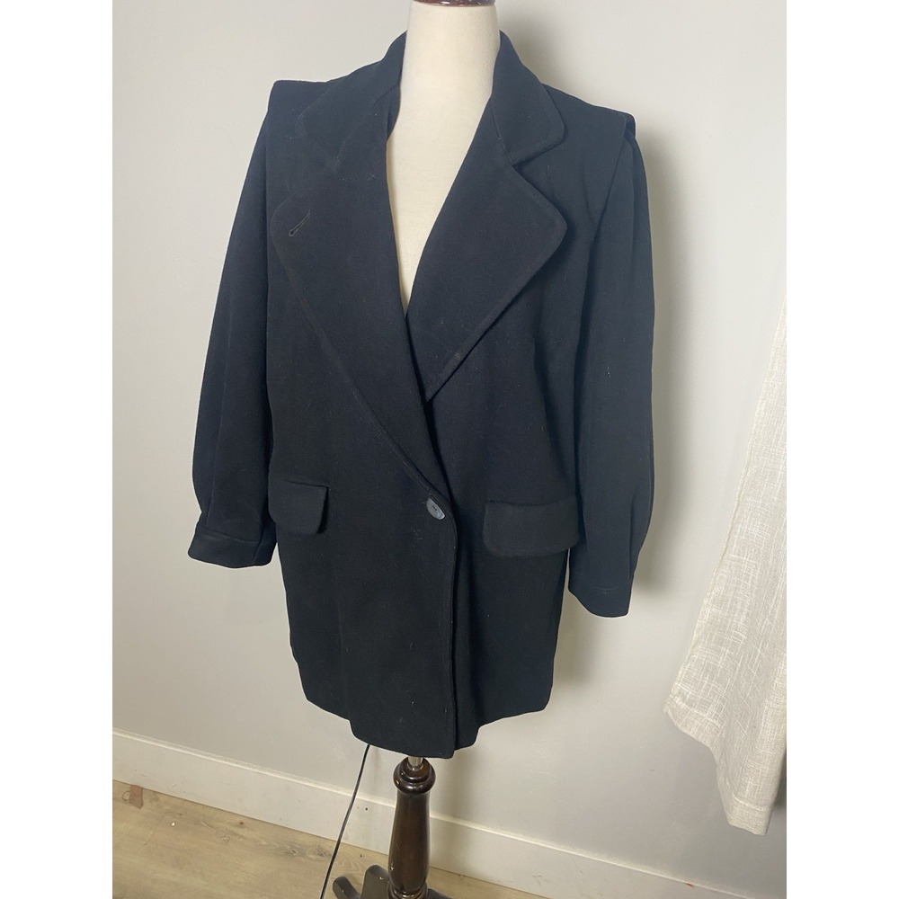 VTG 100% Wool Herman Kay Petite 60's Black Peacoat Jacket Women's SZ 12 EVC
